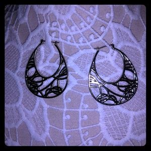 Silver Patterned Hoop Earrings